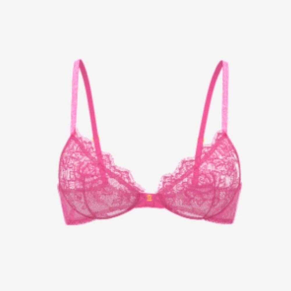 New! Victoria's Secret Rose Lace Unlined Low-Cut Demi Bra pink 2025